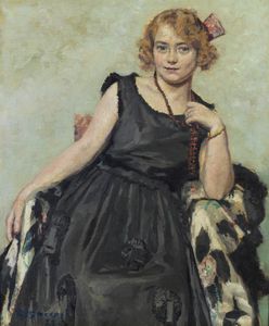 SMEERS FRANS (1873 - 1960) - Ritratto di dama con ventaglio