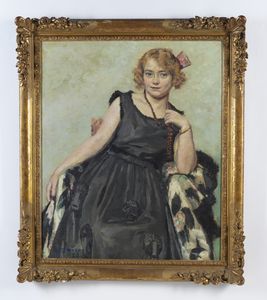 SMEERS FRANS (1873 - 1960) : Ritratto di dama con ventaglio  - Asta Asta 493 | ARTE ANTICA E DEL XIX SECOLO - Dipinti e sculture del XIX secolo Tradizionale - Associazione Nazionale - Case d'Asta italiane