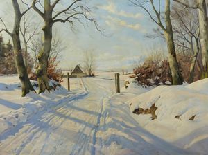 PRYN HARALD JULIUS NIELS (1891 - 1968) - Una mattina d'inverno a Ravnsholt