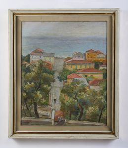 SALIETTI  ALBERTO (1892 - 1961) : Pomeriggio piovoso (Chiavari)  - Asta Asta 493 | ARTE ANTICA E DEL XIX SECOLO - Dipinti e sculture del XIX secolo Tradizionale - Associazione Nazionale - Case d'Asta italiane