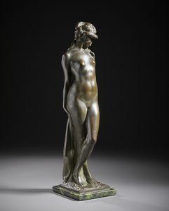 SAROLDI ENRICO (1878 - 1954) : Figura femminile con serpente (Salammb)  - Asta Asta 493 | ARTE ANTICA E DEL XIX SECOLO - Dipinti e sculture del XIX secolo Tradizionale - Associazione Nazionale - Case d'Asta italiane