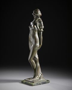 SAROLDI ENRICO (1878 - 1954) : Figura femminile con serpente (Salammb)  - Asta Asta 493 | ARTE ANTICA E DEL XIX SECOLO - Dipinti e sculture del XIX secolo Tradizionale - Associazione Nazionale - Case d'Asta italiane