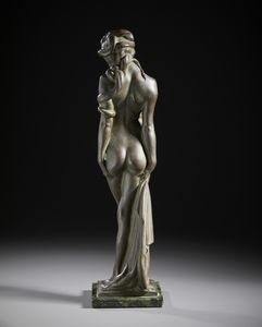 SAROLDI ENRICO (1878 - 1954) : Figura femminile con serpente (Salammb)  - Asta Asta 493 | ARTE ANTICA E DEL XIX SECOLO - Dipinti e sculture del XIX secolo Tradizionale - Associazione Nazionale - Case d'Asta italiane