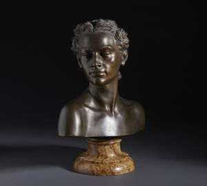 PEZZANI (PRIMA META' DEL XX SECOLO) ANTONIO : Busto femminile  - Asta Asta 493 | ARTE ANTICA E DEL XIX SECOLO - Dipinti e sculture del XIX secolo Tradizionale - Associazione Nazionale - Case d'Asta italiane