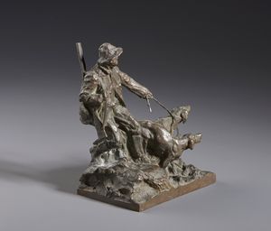 VEDANI MICHELE (1874 - 1969) : Cacciatore con cani  - Asta Asta 493 | ARTE ANTICA E DEL XIX SECOLO - Dipinti e sculture del XIX secolo Tradizionale - Associazione Nazionale - Case d'Asta italiane