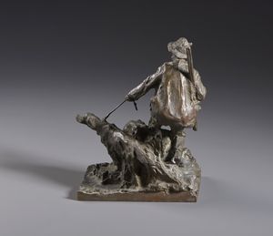 VEDANI MICHELE (1874 - 1969) : Cacciatore con cani  - Asta Asta 493 | ARTE ANTICA E DEL XIX SECOLO - Dipinti e sculture del XIX secolo Tradizionale - Associazione Nazionale - Case d'Asta italiane