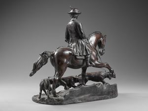 CINQUE VINCENZO (1852 - 1929) : Cacciatore a cavallo con muta di cani  - Asta Asta 493 | ARTE ANTICA E DEL XIX SECOLO - Dipinti e sculture del XIX secolo Tradizionale - Associazione Nazionale - Case d'Asta italiane