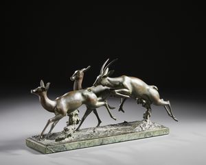 SAROLDI ENRICO (1878 - 1954) : Antilopi  - Asta Asta 493 | ARTE ANTICA E DEL XIX SECOLO - Dipinti e sculture del XIX secolo Tradizionale - Associazione Nazionale - Case d'Asta italiane