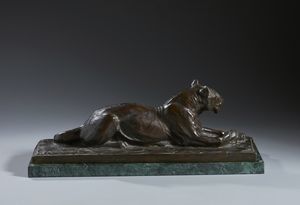 PROST MAURICE (1894 - 1967) : Leonessa accovacciata  - Asta Asta 493 | ARTE ANTICA E DEL XIX SECOLO - Dipinti e sculture del XIX secolo Tradizionale - Associazione Nazionale - Case d'Asta italiane