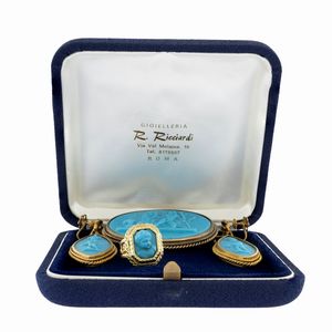 Antica parure in argento dorato e pasta di turchese  - Asta Gioielli Orologi e Fashion Vintage Web Only - Associazione Nazionale - Case d'Asta italiane