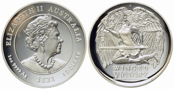 AUSTRALIA. Elisabetta II. Dollaro 2021. Ag (31,34 g; 32,06 mm)  - Asta Monete e medaglie medievali e moderne italiane ed estere - Associazione Nazionale - Case d'Asta italiane