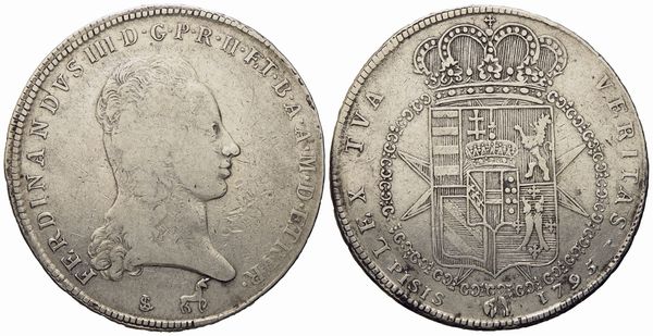 Firenze. Granducato di Toscana. Ferdinando III (1791-1824). Francescone da 10 paoli 1795. Ag (g 27,20; mm 41,6).  - Asta Monete e medaglie medievali e moderne italiane ed estere - Associazione Nazionale - Case d'Asta italiane