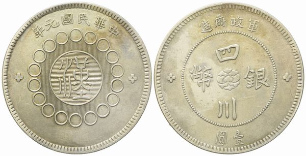 CINA. Szechuan. Dollaro (1912). Ag (25,723 g; 39 mm)  - Asta Monete e medaglie medievali e moderne italiane ed estere - Associazione Nazionale - Case d'Asta italiane