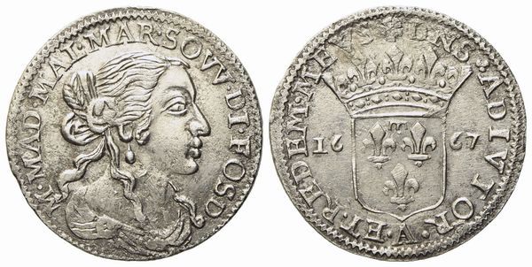 FOSDINOVO. Maria Maddalena Centurioni (1663-1669). Luigino 1667. Ag (1,98 g; 20,9 mm)  - Asta Monete e medaglie medievali e moderne italiane ed estere - Associazione Nazionale - Case d'Asta italiane