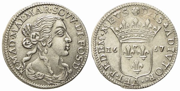 FOSDINOVO. Maria Maddalena Centurioni (1663-1669). Luigino 1667. Ag (2,28 g; 21,1 mm)  - Asta Monete e medaglie medievali e moderne italiane ed estere - Associazione Nazionale - Case d'Asta italiane