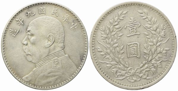 CINA. Repubblica. Dollaro 1920 Fat Man. Ag (26,80 g; 38,8 mm)  - Asta Monete e medaglie medievali e moderne italiane ed estere - Associazione Nazionale - Case d'Asta italiane