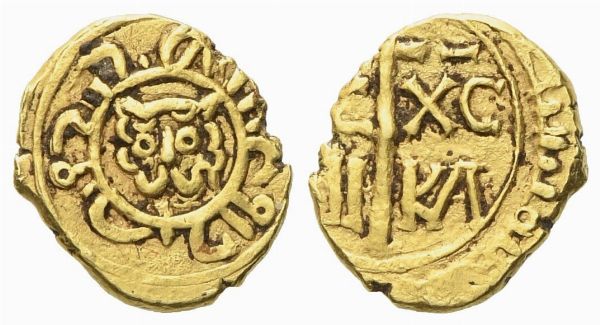 MESSINA. Regno di Sicilia. Enrico VI (1191 - 1197). Tari, testina di leone al centro. Au (1,34 g; 10,5 mm)  - Asta Monete e medaglie medievali e moderne italiane ed estere - Associazione Nazionale - Case d'Asta italiane