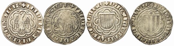 MESSINA. Regno di Sicilia. Federico III d'Aragona (1296-1334). Lotto di 2 pierreali. Ag (3,21 g; 24,71 mm) (3,30 g; 24,06 mm)  - Asta Monete e medaglie medievali e moderne italiane ed estere - Associazione Nazionale - Case d'Asta italiane