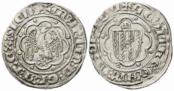 MESSINA. Regno di Sicilia. Martino I d'Aragona (1402-1409). Pierreale senza sigle. Ag (2,97 g; 25,6 mm)  - Asta Monete e medaglie medievali e moderne italiane ed estere - Associazione Nazionale - Case d'Asta italiane