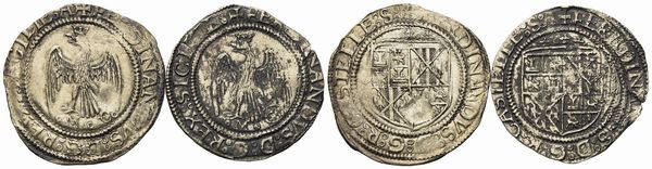 MESSINA. Regno di Sicilia. Ferdinando il Cattolico (1479-1516). Interessante lotto di due tarì. Ag (3,53 g; 27,16 mm) (3,22 g; 25,84 mm)  - Asta Monete e medaglie medievali e moderne italiane ed estere - Associazione Nazionale - Case d'Asta italiane