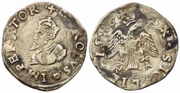 MESSINA. Regno di Sicilia. Carlo V d'Asburgo (1516-1556). 2 tarì 1546, Messina. Ag (5,60 g; 26,4 mm)  - Asta Monete e medaglie medievali e moderne italiane ed estere - Associazione Nazionale - Case d'Asta italiane