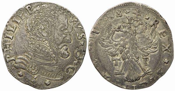 MESSINA. Regno di Sicilia. Filippo II di Spagna (1556-1598). 4 tarì 1558. Ag (11,72 g; 31,9 mm)  - Asta Monete e medaglie medievali e moderne italiane ed estere - Associazione Nazionale - Case d'Asta italiane