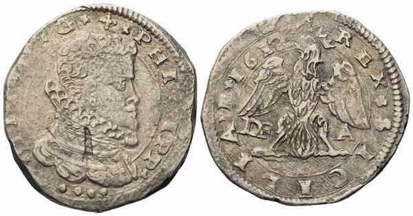 MESSINA. Regno di Sicilia. Filippo III di Spagna (1598-1621). 4 tarì 1612. Ag (10,45 g; 30,5 mm)  - Asta Monete e medaglie medievali e moderne italiane ed estere - Associazione Nazionale - Case d'Asta italiane