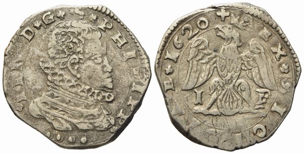 MESSINA. Regno di Sicilia. Filippo III di Spagna (1598-1621). 4 tarì 1620. Ag (10,49 g; 28,5 mm)  - Asta Monete e medaglie medievali e moderne italiane ed estere - Associazione Nazionale - Case d'Asta italiane