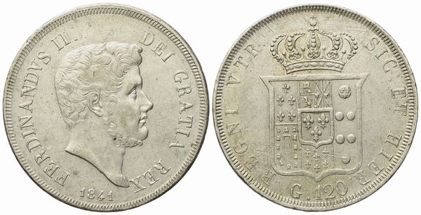 NAPOLI. Regno delle Due Sicilie. Ferdinando II di Borbone (1830-1859). Piastra 120 grana 1841. Ag (27,51 g; 37,2 mm)  - Asta Monete e medaglie medievali e moderne italiane ed estere - Associazione Nazionale - Case d'Asta italiane