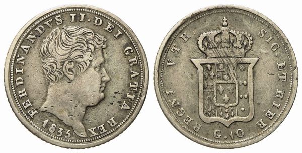 NAPOLI. Regno delle Due Sicilie. Ferdinando II di Borbone (1830-1859). Carlino da 10 Grana 1835. Ag (2,24 g; 18,2 mm).  - Asta Monete e medaglie medievali e moderne italiane ed estere - Associazione Nazionale - Case d'Asta italiane