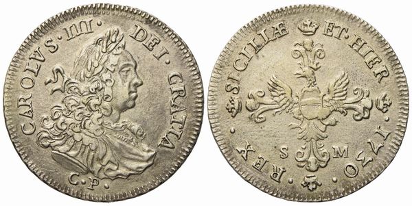 Palermo: Regno di Sicilia. Carlo III (VI) d'Asburgo (1720-1734). 6 tarì 1730. Ag (14,34 g; 34,3 mm)  - Asta Monete e medaglie medievali e moderne italiane ed estere - Associazione Nazionale - Case d'Asta italiane