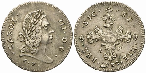 Palermo: Regno di Sicilia. Carlo III (VI) d'Asburgo (1720-1734). 6 tarì 1732. Ag (14,62 g; 34,3 mm)  - Asta Monete e medaglie medievali e moderne italiane ed estere - Associazione Nazionale - Case d'Asta italiane