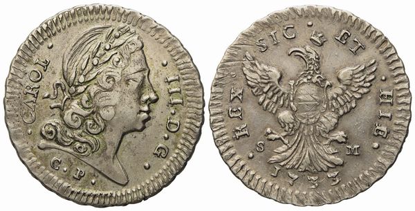 Palermo. Regno di Sicilia. Carlo III (VI) d'Asburgo (1720-1734). 4 tarì 1733. Ag (9,88 g; 30,5 mm)  - Asta Monete e medaglie medievali e moderne italiane ed estere - Associazione Nazionale - Case d'Asta italiane