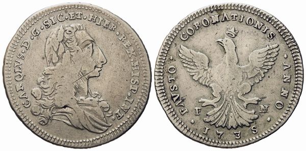 Palermo. Regno di Sicilia. Carlo di Borbone (1734-1759). 4 tarì 1735. Ag (8,83 g; 31,7 mm)  - Asta Monete e medaglie medievali e moderne italiane ed estere - Associazione Nazionale - Case d'Asta italiane