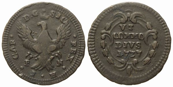 PALERMO. Regno di Sicilia. Carlo di Borbone (1734 - 1759). Grano 1737. Cu (4 g; 23 mm)  - Asta Monete e medaglie medievali e moderne italiane ed estere - Associazione Nazionale - Case d'Asta italiane