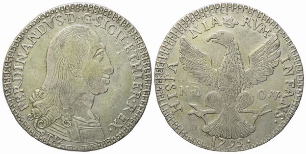 PALERMO. Regno di Sicilia. Ferdinando III di Borbone (1759 - 1816). 12 tarì 1795. Ag (27,06 g; 40,2 mm)  - Asta Monete e medaglie medievali e moderne italiane ed estere - Associazione Nazionale - Case d'Asta italiane