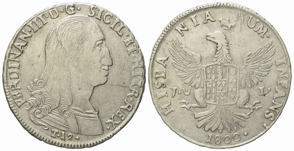 PALERMO. Regno di Sicilia. Ferdinando III di Borbone (1759 - 1816). 12 tarì 1800. Ag (27,15 g; 38,6 mm).  - Asta Monete e medaglie medievali e moderne italiane ed estere - Associazione Nazionale - Case d'Asta italiane