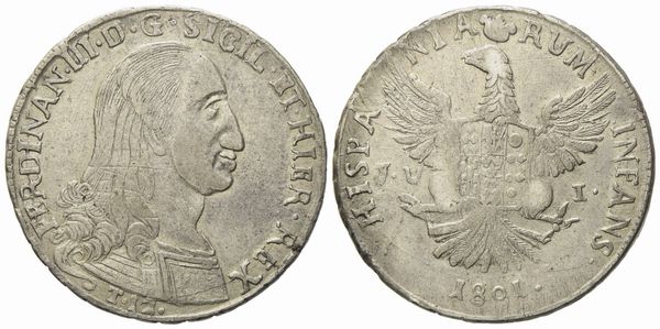 PALERMO. Regno di Sicilia. Ferdinando III di Borbone (1759 - 1816). 12 tarì 1801. Ag (27,08 g; 38,5 mm)  - Asta Monete e medaglie medievali e moderne italiane ed estere - Associazione Nazionale - Case d'Asta italiane