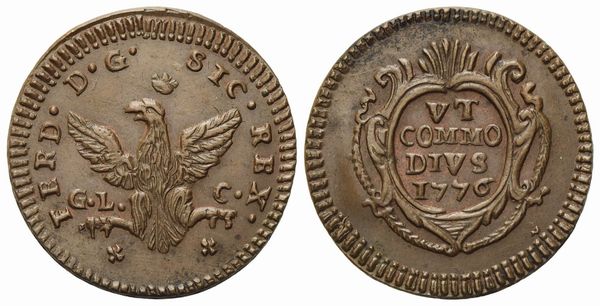 PALERMO. Regno di Sicilia. Ferdinando III di Borbone (1759-1816). Grano 1776. Cu (4,40 g; 23,5 mm)  - Asta Monete e medaglie medievali e moderne italiane ed estere - Associazione Nazionale - Case d'Asta italiane