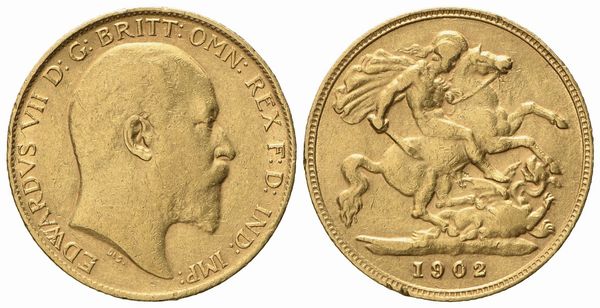 INGHILTERRA. Edoardo VII (1901 - 1910). Mezza sterlina 1902. Au 917 (3,97 g; 18,8 mm)  - Asta Monete e medaglie medievali e moderne italiane ed estere - Associazione Nazionale - Case d'Asta italiane