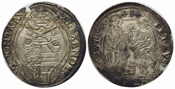 STATO PONTIFICIO. Macerata. Alessandro VI (1492 - 1503). Grosso. Ag (3,11 g; 28,03 mm).  - Asta Monete e medaglie medievali e moderne italiane ed estere - Associazione Nazionale - Case d'Asta italiane