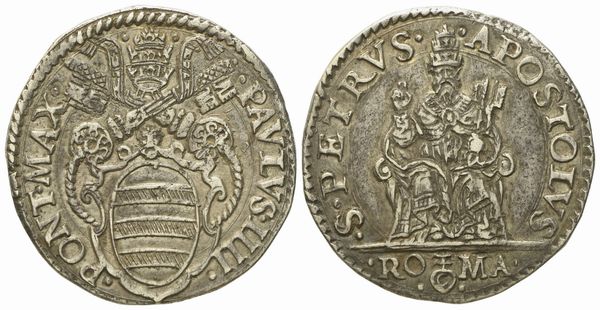 STATO PONTIFICIO. Roma. Paolo IV (1555 - 1559). Testone. Ag (9,47 g; 28,9 mm)  - Asta Monete e medaglie medievali e moderne italiane ed estere - Associazione Nazionale - Case d'Asta italiane