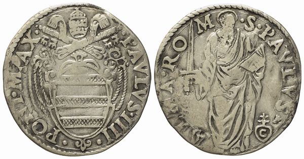 STATO PONTIFICIO. Roma. Paolo IV (1555 - 1559). Giulio San Paolo. Ag (2,99 g; 26,4 mm)  - Asta Monete e medaglie medievali e moderne italiane ed estere - Associazione Nazionale - Case d'Asta italiane