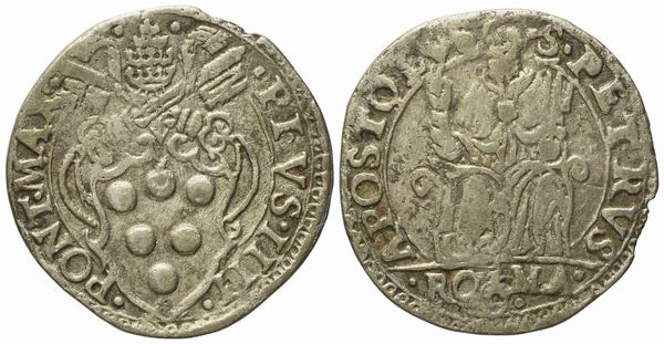 STATO PONTIFICIO. Roma. Pio IV (1559 - 1565). Testone. Ag (7,51 g; 29,1 mm)  - Asta Monete e medaglie medievali e moderne italiane ed estere - Associazione Nazionale - Case d'Asta italiane