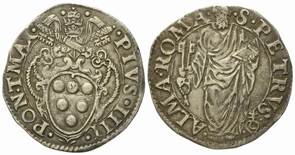 STATO PONTIFICIO. Roma. Pio IV (1559 - 1565). Giulio. Ag (2,9 g; 27,3 mm)  - Asta Monete e medaglie medievali e moderne italiane ed estere - Associazione Nazionale - Case d'Asta italiane