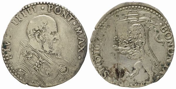 STATO PONTIFICIO. Bologna. Pio V (1566-1572). Mezza lira. Ag (4,74 G; 30 mm)  - Asta Monete e medaglie medievali e moderne italiane ed estere - Associazione Nazionale - Case d'Asta italiane