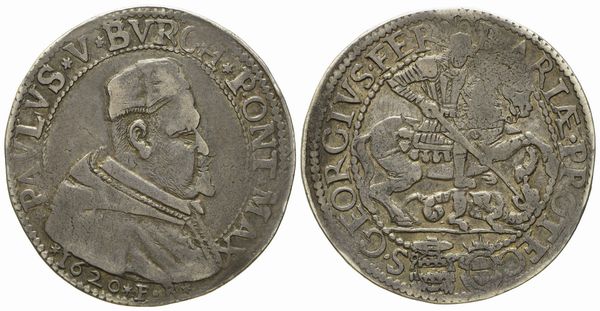 STATO PONTIFICIO. Ferrara. Paolo V (1605 - 1621). Testone 1620. Ag (9,46 g; 30,7 mm)  - Asta Monete e medaglie medievali e moderne italiane ed estere - Associazione Nazionale - Case d'Asta italiane