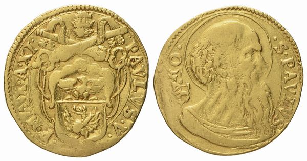 STATO PONTIFICIO. Roma. Paolo V (1605 - 1621). Scudo anno XI (1615). Au (3,06 g; 18 mm)  - Asta Monete e medaglie medievali e moderne italiane ed estere - Associazione Nazionale - Case d'Asta italiane