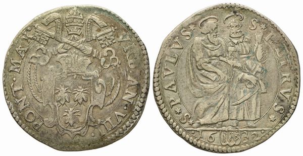 STATO PONTIFICIO. Roma. Urbano VIII (1623 - 1644). Giulio 1632. Ag (3,04 g; 25,6 mm)  - Asta Monete e medaglie medievali e moderne italiane ed estere - Associazione Nazionale - Case d'Asta italiane