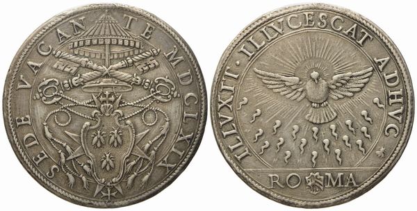 STATO PONTIFICIO. Roma. Sede Vacante (1669 - 1670). Piastra 1669. Ag (31,58 g; 43,6 mm)  - Asta Monete e medaglie medievali e moderne italiane ed estere - Associazione Nazionale - Case d'Asta italiane